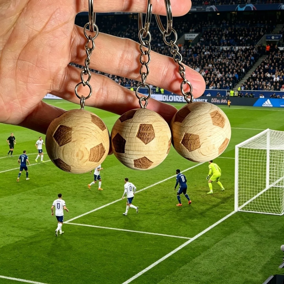 Wooden Football Keychain Sports Car Pendant — image 3