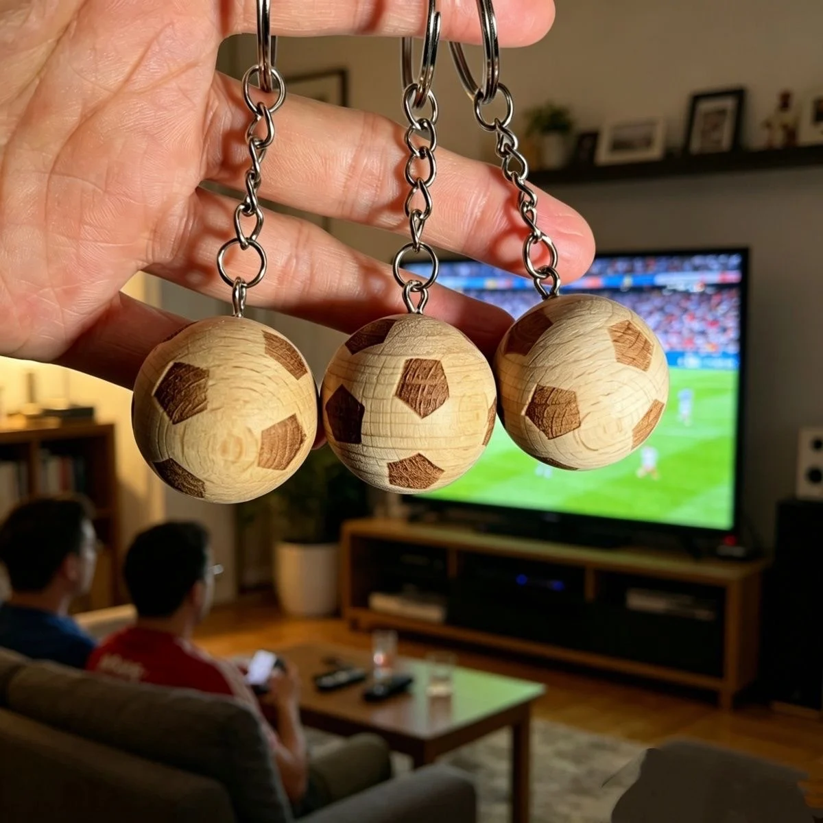 Wooden Football Keychain Sports Car Pendant — image 2