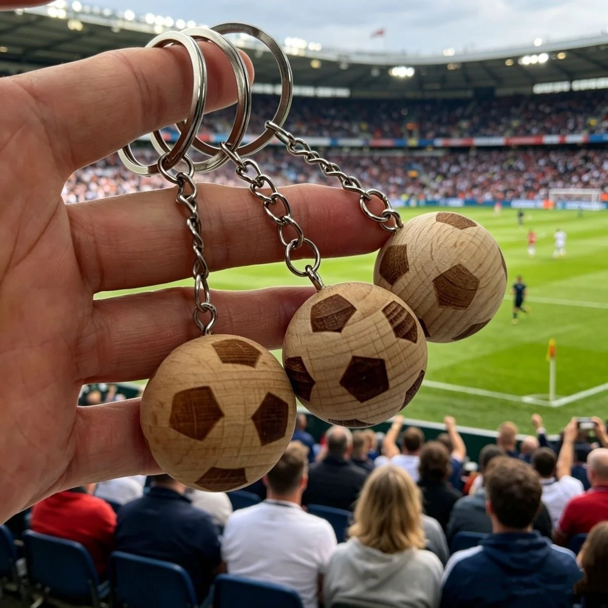 Wooden Football Keychain Sports Car Pendant — image 4