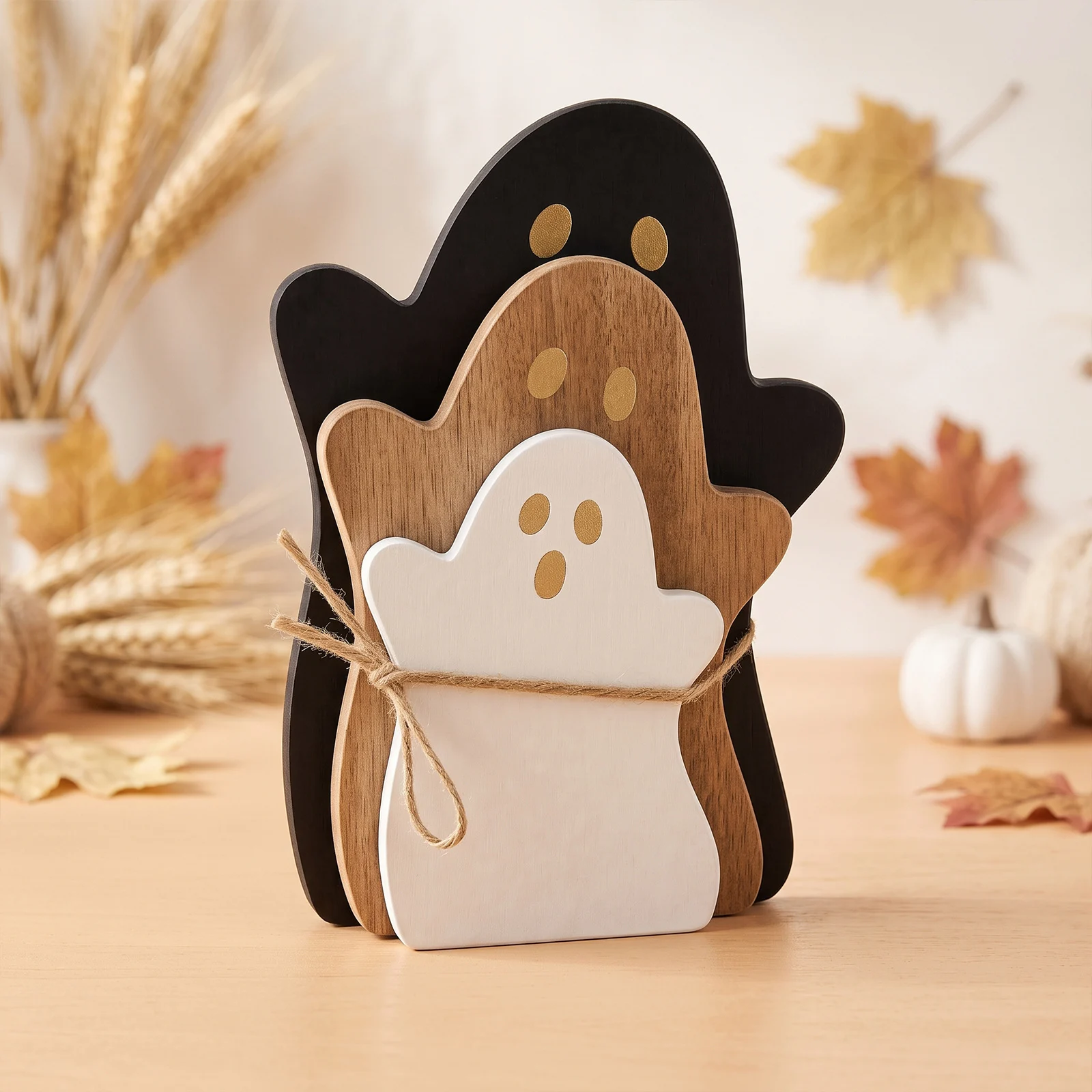 Wooden Ghost Decoration Set Ornaments — image 2