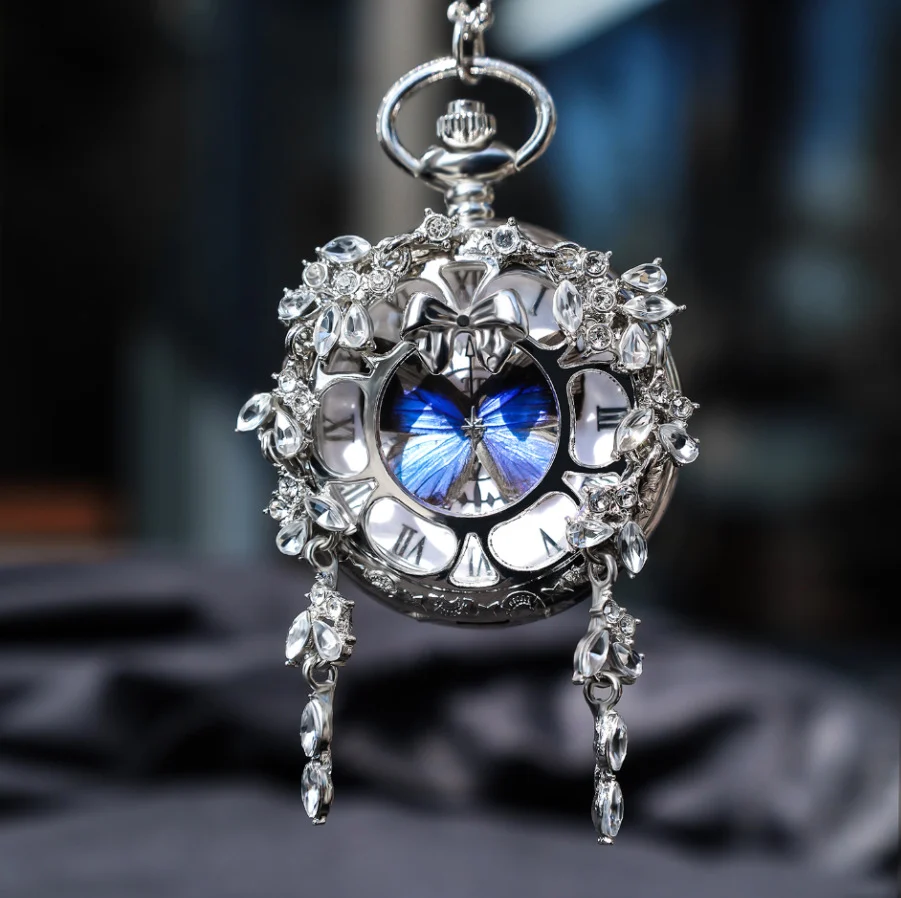 Ya Gray Butterfly & Wu Creative Pocket Watch Chain, Retro Pendant — image 2
