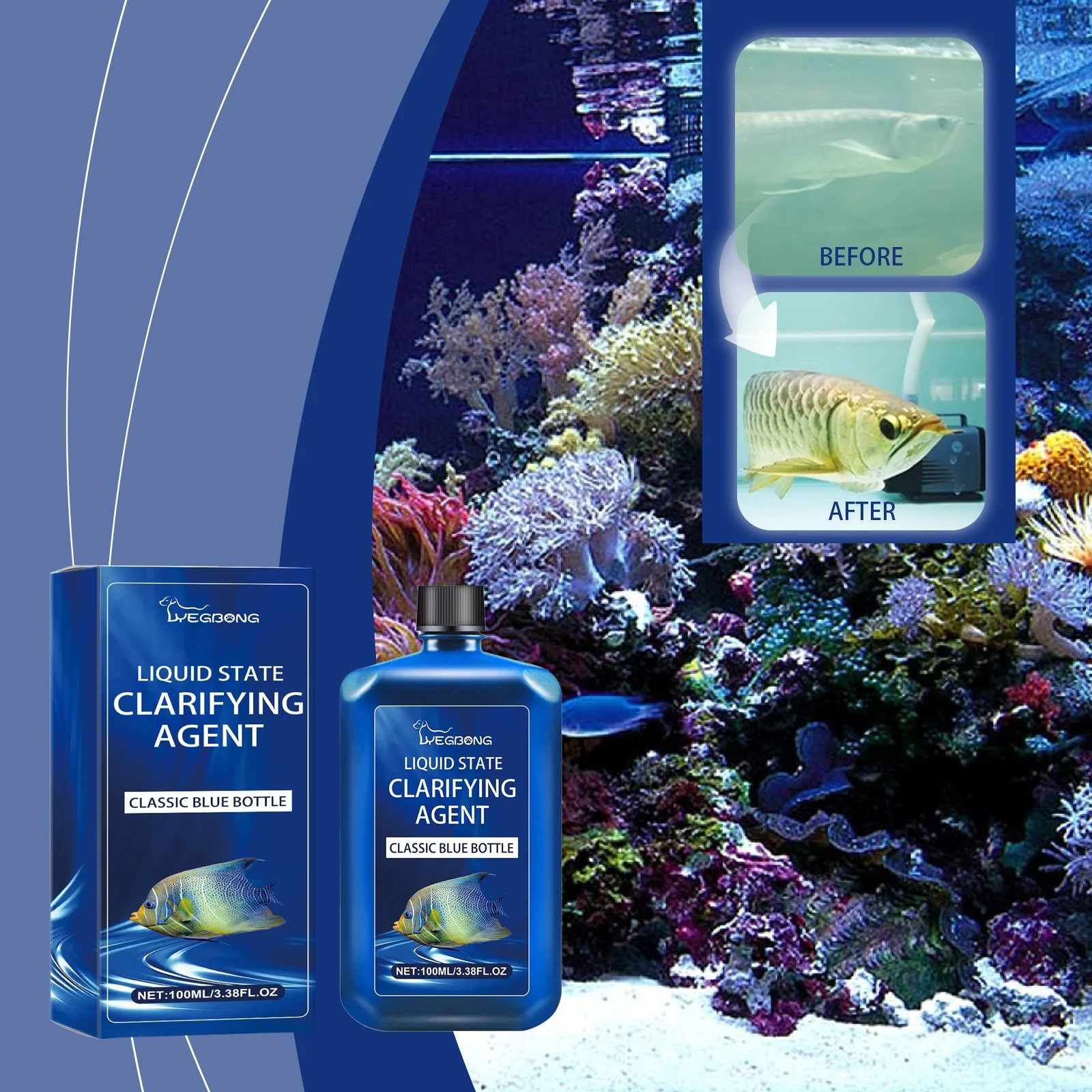 Yegbong Aquarium Fish Tank Water Purifier Clear Quality Supplies Algae Remover Cleaning — image 3