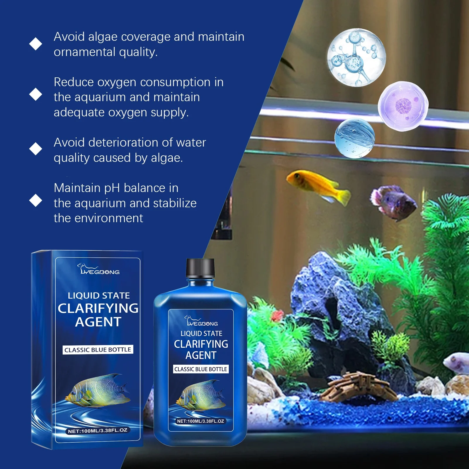 Yegbong Aquarium Fish Tank Water Purifier Clear Quality Supplies Algae Remover Cleaning — image 5