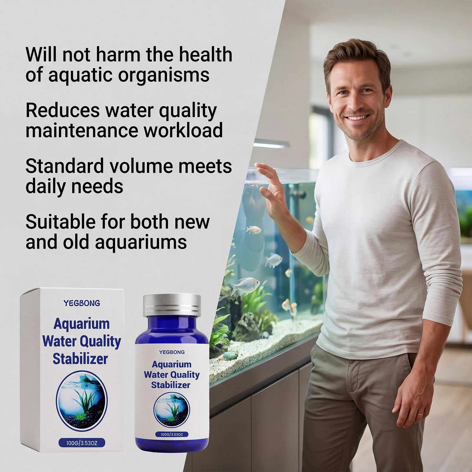 Yegbong Aquarium Water Quality Stabilizer Clear Fish Tank Purifier Daily Care Cleaner — image 2