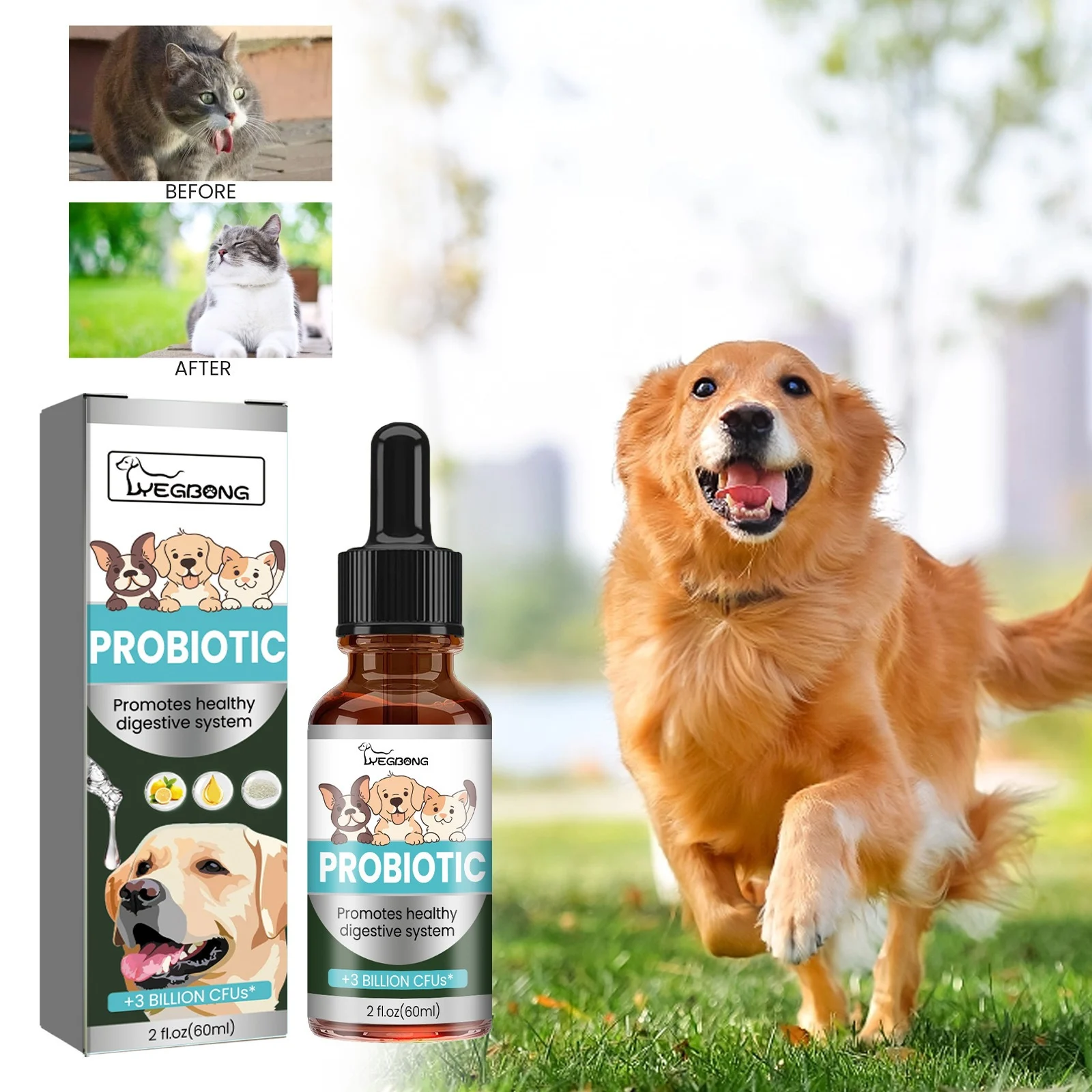 Yegbong Pet Probiotic Drops For Cats And Dogs, Oral Care Solution Body Discomfort Bad… — image 3