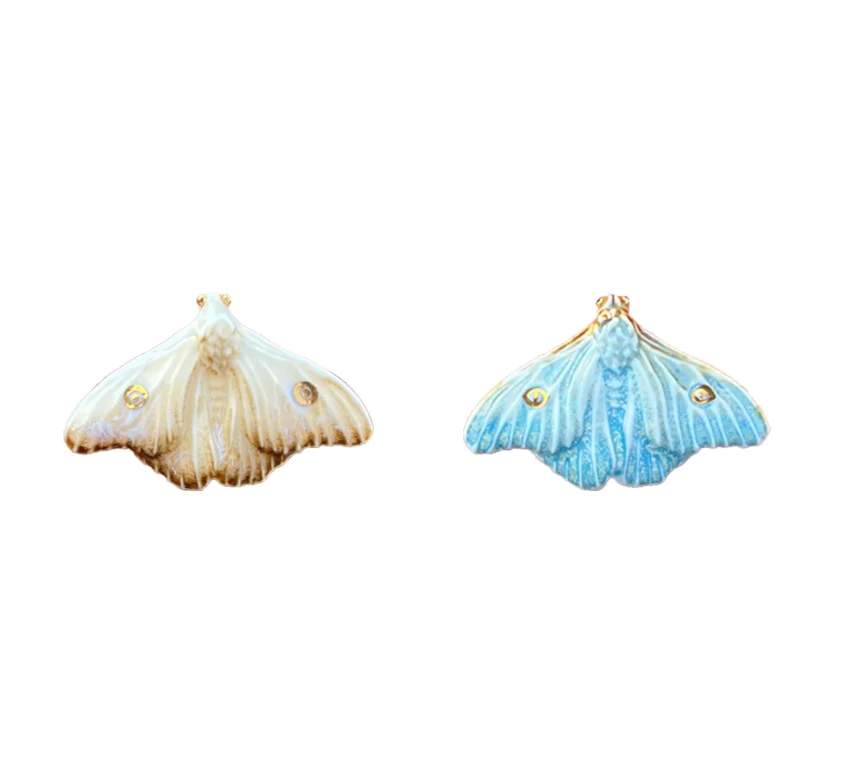 Yellow And Blue Moth Designed Versatile Everyday Artistic Ceramic Ring — image 4