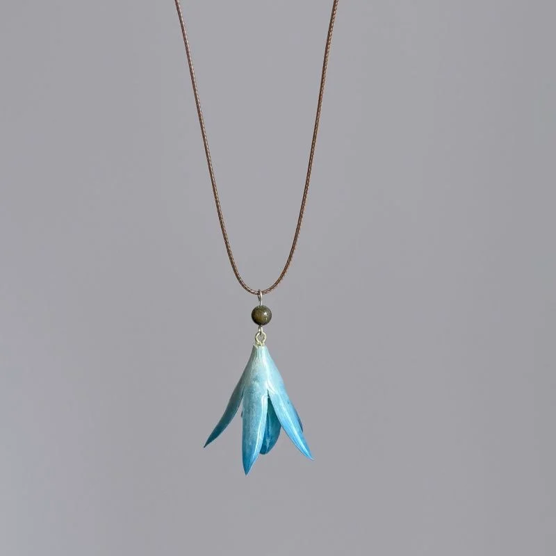 Yellow Magnolia Flower Pendant Necklace For Women — image 4