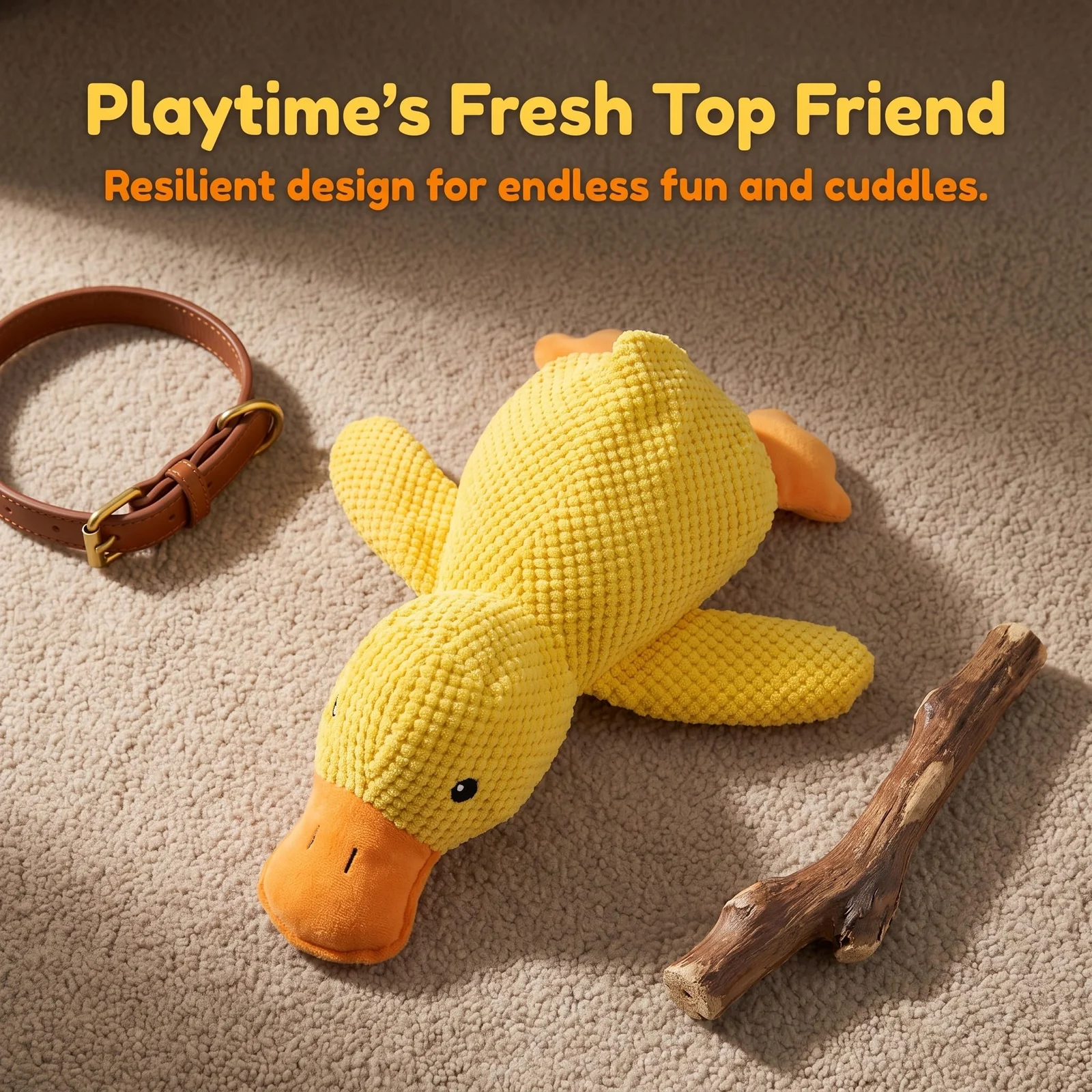 Yellow Plush Launching Duck Pet Toy, Squeaky Chew Durable Teething Soft Cuddly… — image 3