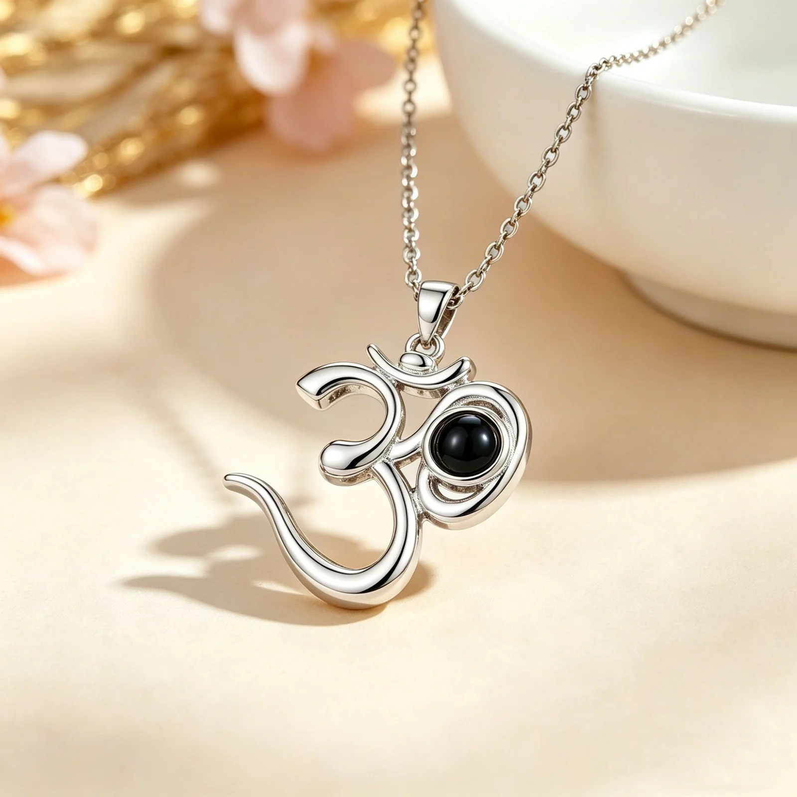 Yoga OM Projection Necklace Can Be Engraved With Photos Religious Style Pendant… — image 5
