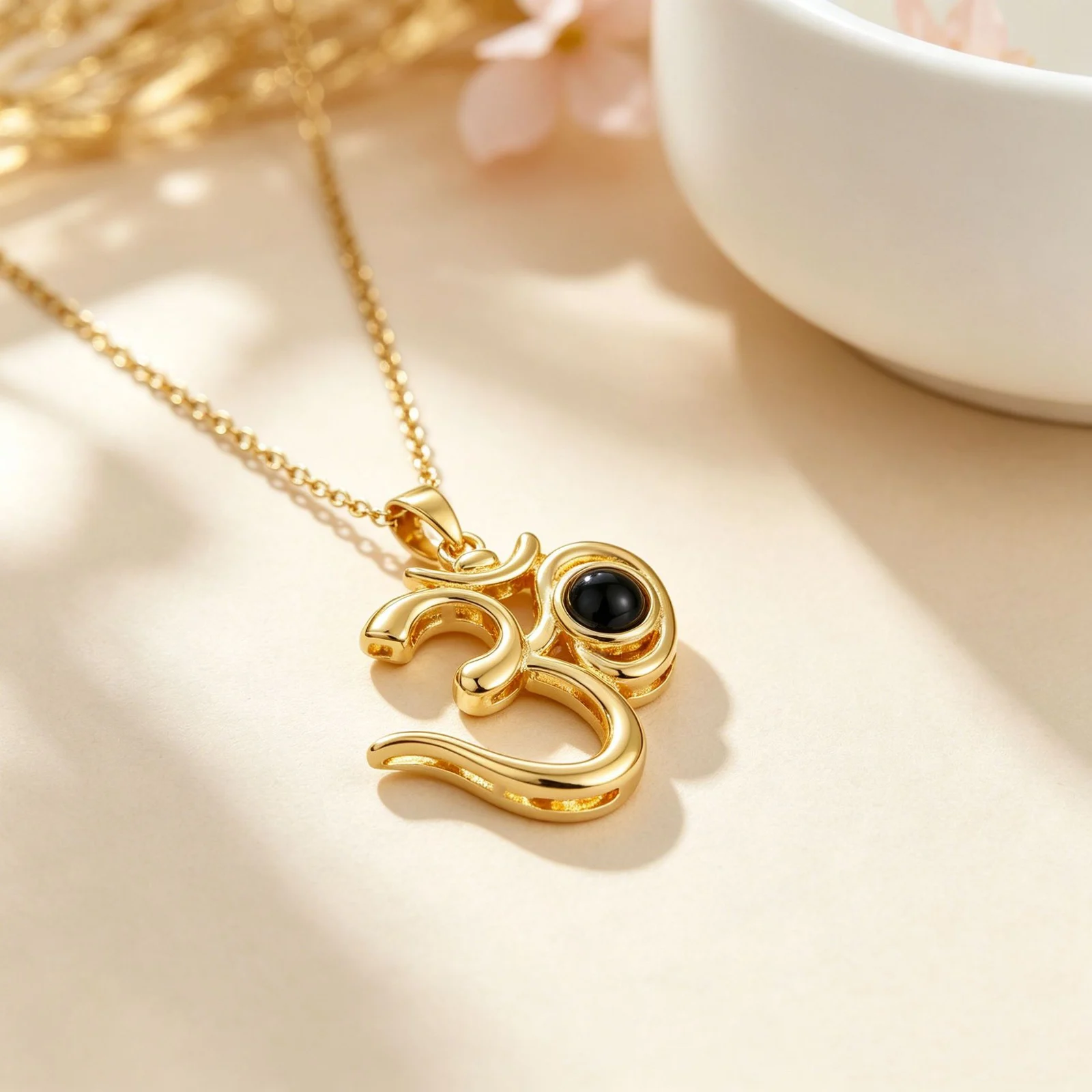 Yoga OM Projection Necklace Can Be Engraved With Photos Religious Style Pendant… — image 4