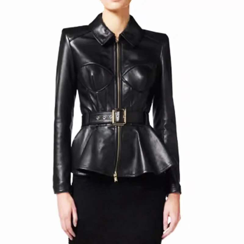 Zipper Belt Lapel Long-sleeve Coat — image 4